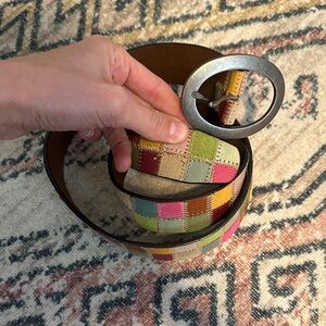 Vintage Fossil multicolor leather belt